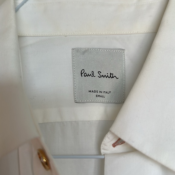 Paul Smith white shirt with striped accents and funky buttons Small - Picture 3 of 4